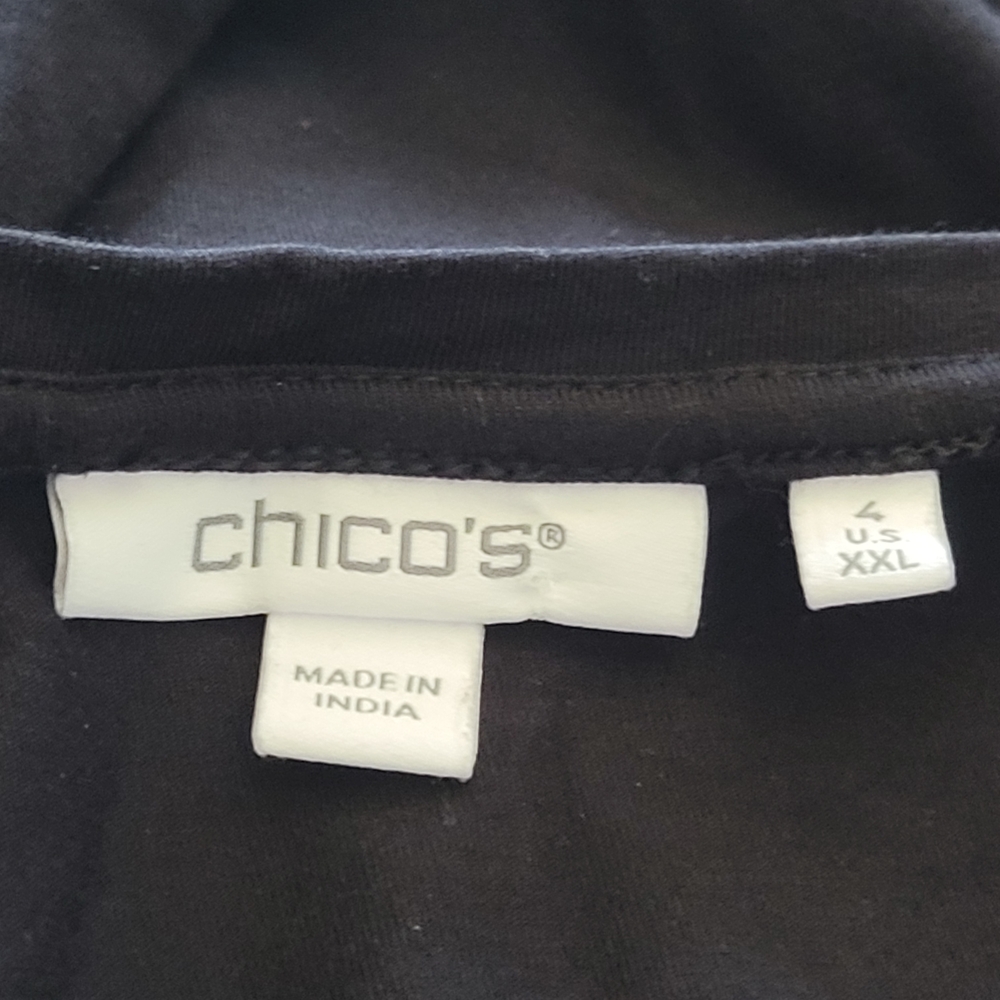 Chico’s Size 4 (US 2X) Pima Cotton/Modal Mixed Media Lace Balloon Sleeve Blouse - Picture 5 of 5